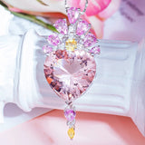 Romantic Heart Shape Pink Rhinestone Jewelry Set for Girlfriend