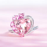 Romantic Heart Shape Pink Rhinestone Jewelry Set for Girlfriend