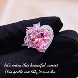 Romantic Heart Shape Pink Rhinestone Jewelry Set for Girlfriend