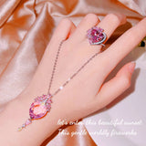 Romantic Heart Shape Pink Rhinestone Jewelry Set for Girlfriend
