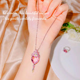 Romantic Heart Shape Pink Rhinestone Jewelry Set for Girlfriend