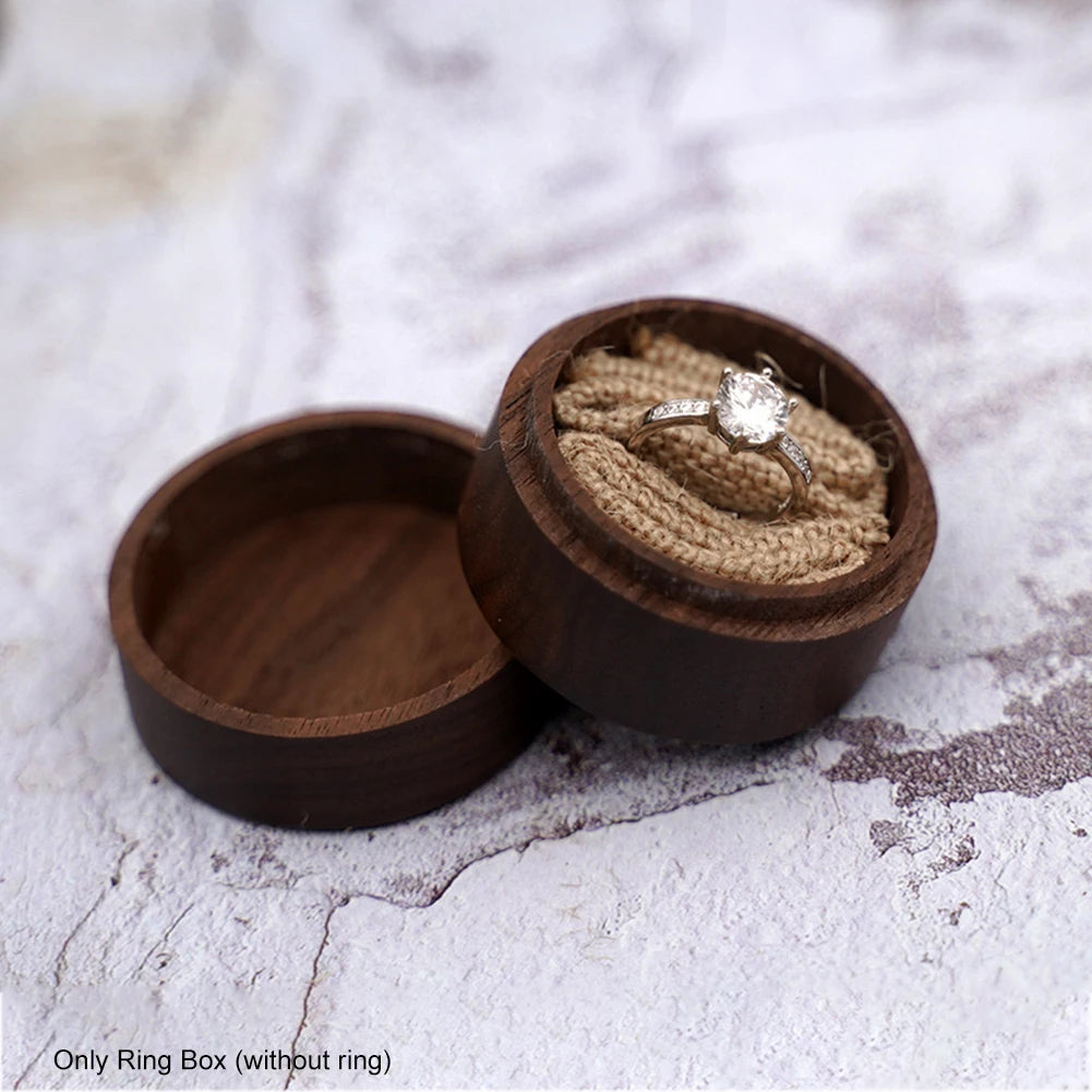 Romantic Wood Ring Box Engraved Proposal Wedding