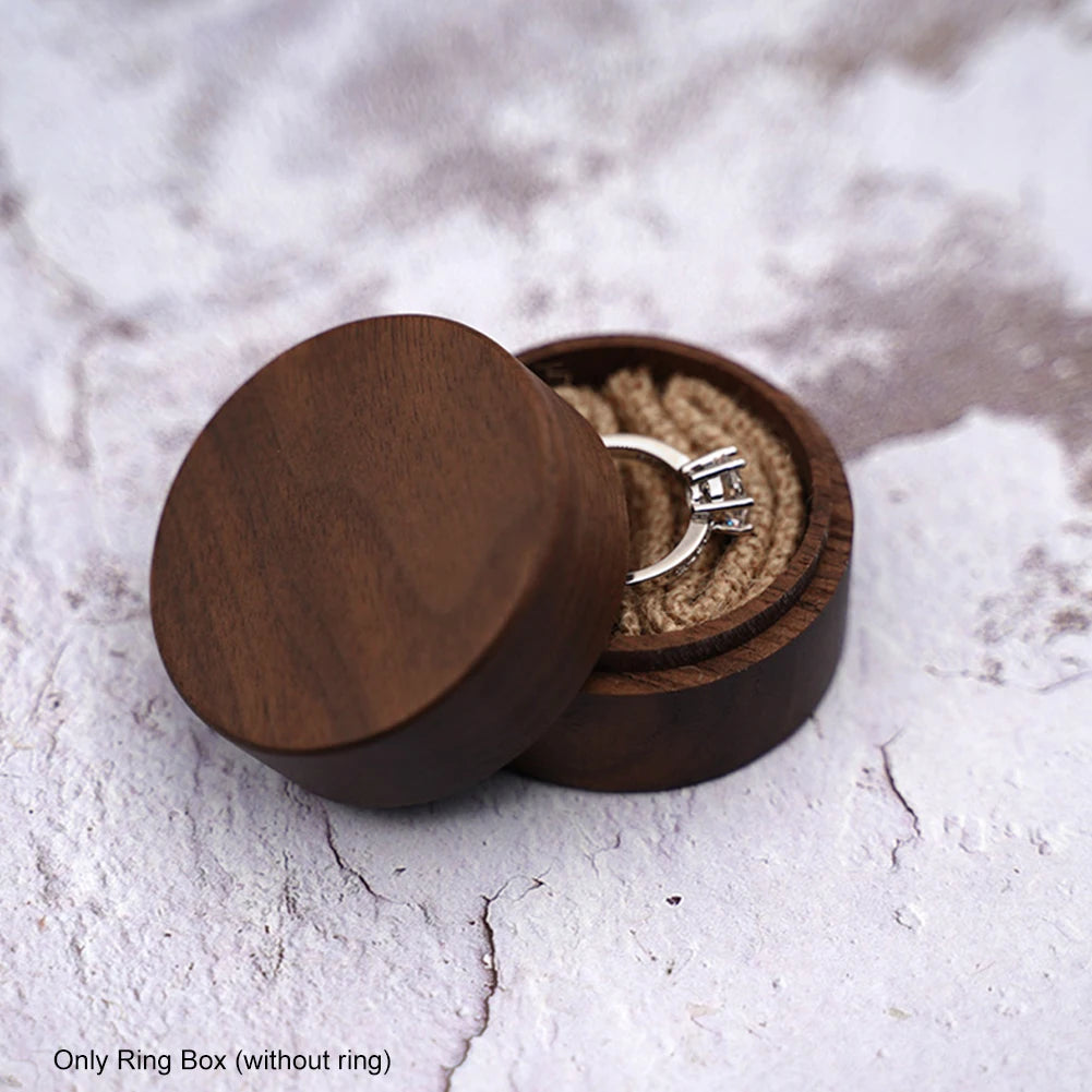 Romantic Wood Ring Box Engraved Proposal Wedding