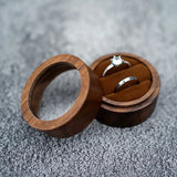 Romantic Wooden Round Ring Box Earrings Organizer Jewelry Case