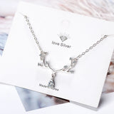 Romantic Zircon Elk Pendant Necklace Gift 925 Sterling Silver Chain Choker