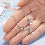 Romantic Zircon Elk Pendant Necklace Gift 925 Sterling Silver Chain Choker