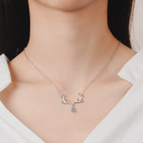 Romantic Zircon Elk Pendant Necklace Gift 925 Sterling Silver Chain Choker