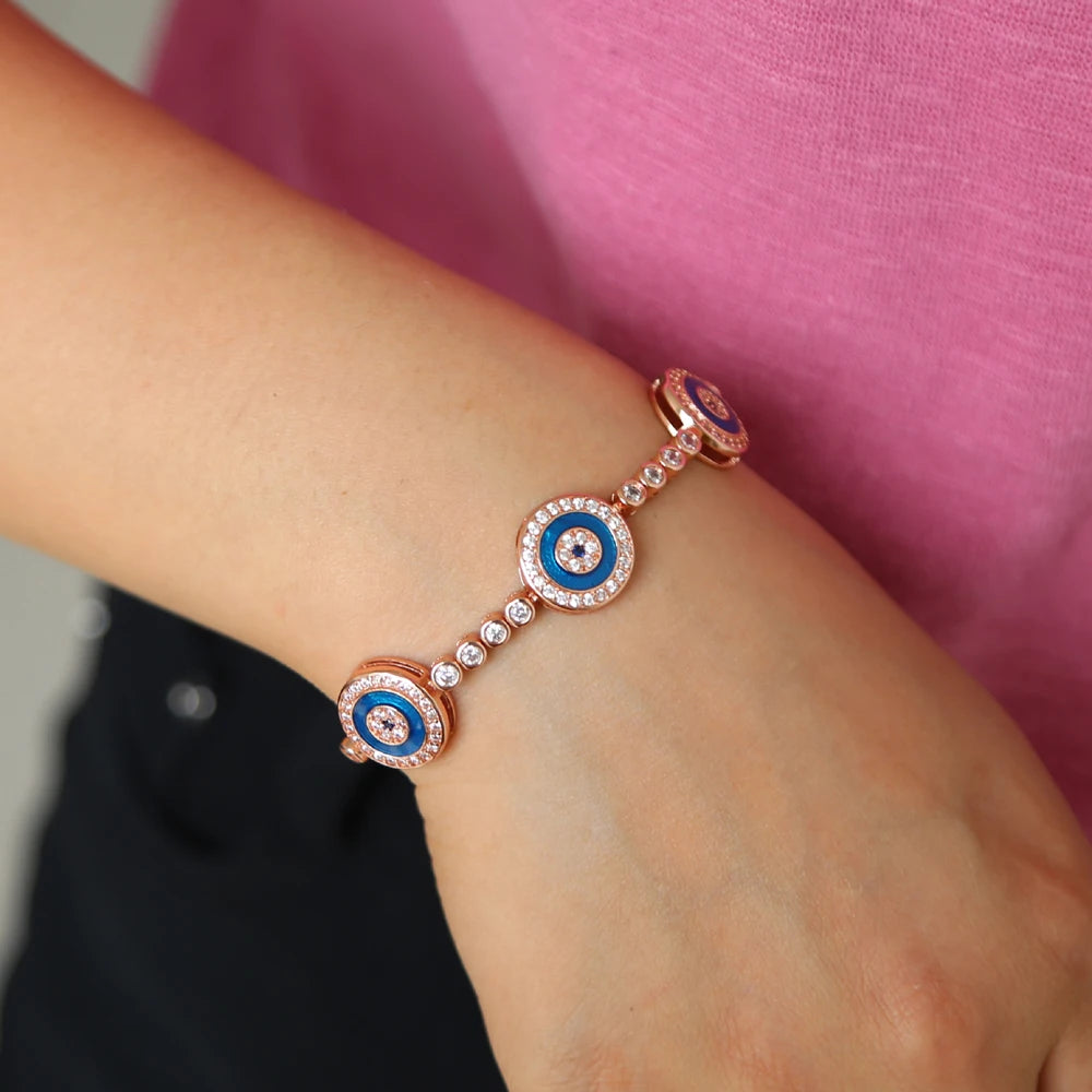 Romantic Zirconia Pretty eye tennis Bracelet Women Rose Jewelry