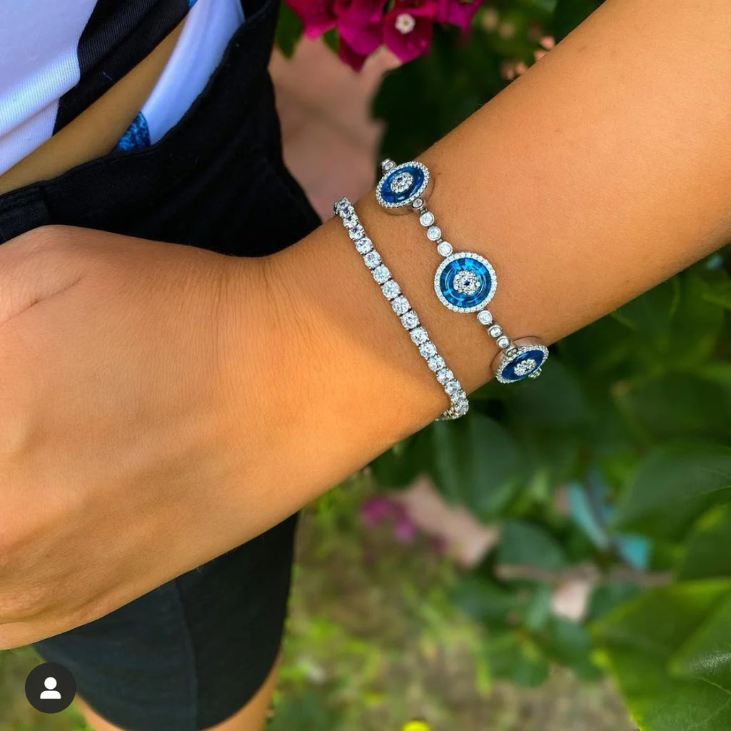 Romantic Zirconia Pretty eye tennis Bracelet Women Rose Jewelry
