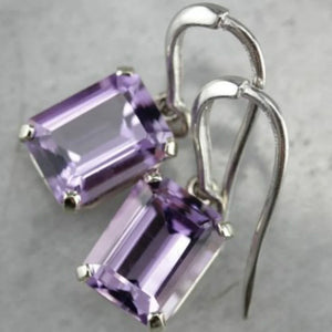 Romantic 925 Silver Amethyst Earrings Wedding Love