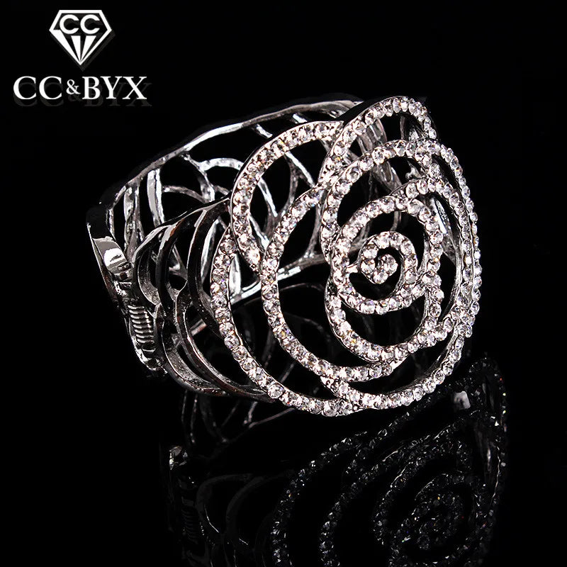 Rose Shape Crystal Bracelet for Women Wedding Jewelry