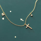 Cross Shape Zircon Pendant Necklace 925 Sterling Silver Valentine