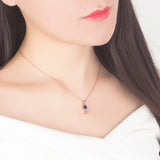 925 Silver Zircon Moon Necklace Chocker Romantic Rose Pendant Chain