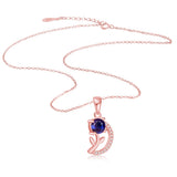 925 Silver Zircon Moon Necklace Chocker Romantic Rose Pendant Chain