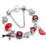 Romantic Love Heart Charm Bracelet Sexy Lips Pendant DIY Fine Jewelry Gift