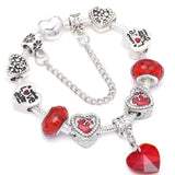 Romantic Love Heart Charm Bracelet Sexy Lips Pendant DIY Fine Jewelry Gift
