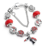 Romantic Love Heart Charm Bracelet Sexy Lips Pendant DIY Fine Jewelry Gift