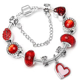 Romantic Love Heart Charm Bracelet Sexy Lips Pendant DIY Fine Jewelry Gift
