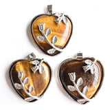 Green Aventurine Tiger Eye Stone Love Flower Pendant Necklace