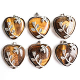 Green Aventurine Tiger Eye Stone Love Flower Pendant Necklace
