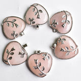 Silver Plated Amethyst Pink Quartz Love Flower Pendant Necklace