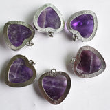 Silver Plated Amethyst Pink Quartz Love Flower Pendant Necklace