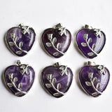 Silver Plated Amethyst Pink Quartz Love Flower Pendant Necklace
