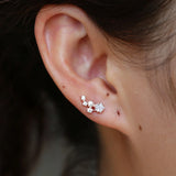 Rose CZ Stack Earrings 925 Sterling Silver Dainty Bohemian Jewelry
