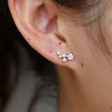 Rose CZ Stack Earrings 925 Sterling Silver Dainty Bohemian Jewelry