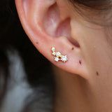 Rose CZ Stack Earrings 925 Sterling Silver Dainty Bohemian Jewelry