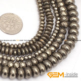 Irony Gray Pyrite Rondelle Spacer Beads DIY Jewelry Making 15 Inches
