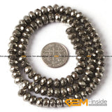 Irony Gray Pyrite Rondelle Spacer Beads DIY Jewelry Making 15 Inches