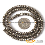 Irony Gray Pyrite Rondelle Spacer Beads DIY Jewelry Making 15 Inches