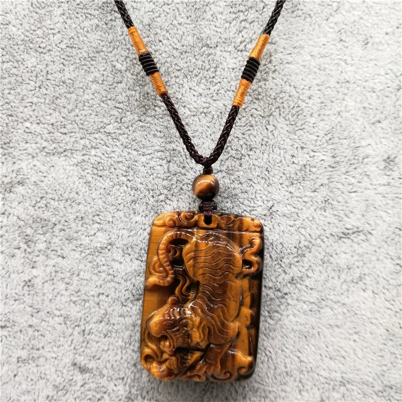 Natural Tiger Eye Tiger Necklace Pendant Lucky Jewelry