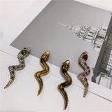 Rongho Vintage Crystal Snake Clip Earrings for Women Hiphop Earring
