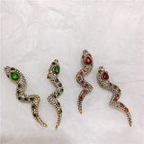 Rongho Vintage Crystal Snake Clip Earrings for Women Hiphop Earring