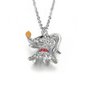 Nightmare Before Christmas Ghost Pendant Necklaces Crystal Inlaid Jewelry