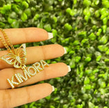 Crystal Name Pendant Rope Chain Necklace