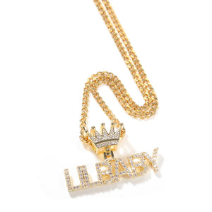 Crystal Name Pendant Rope Chain Necklace