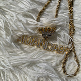 Crystal Name Pendant Rope Chain Necklace