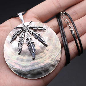 Shell Pendant Rope Chain Leaf Pattern Necklace