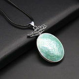 Rope Chain Agate Tiger Eye Malachite Pendant Necklace