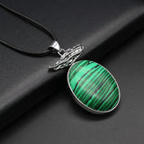 Rope Chain Agate Tiger Eye Malachite Pendant Necklace