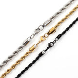 Stainless Steel Rope Chain Necklace for Men - Classic Twisted Link Chain
