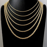 Stainless Steel Rope Chain Necklace for Men - Classic Twisted Link Chain