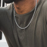 Stainless Steel Rope Chain Necklace for Men - Classic Twisted Link Chain