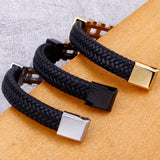 Rope Chain Wrap Leather Bracelet Stainless Steel Charm Bracelets Male Jewelry