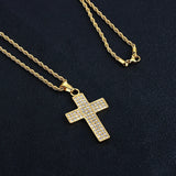 Cross Crystal Pendant Necklace Twisted Chain Punk Stainless Steel Necklaces