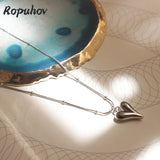 925 Silver Mini Peach Heart Clavicle Necklace of Titanium Steel