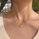 925 Silver Mini Peach Heart Clavicle Necklace of Titanium Steel